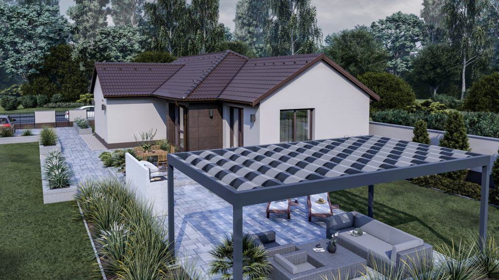 100 m2 ház (3 hálószoba + nappali) normál oromfalas