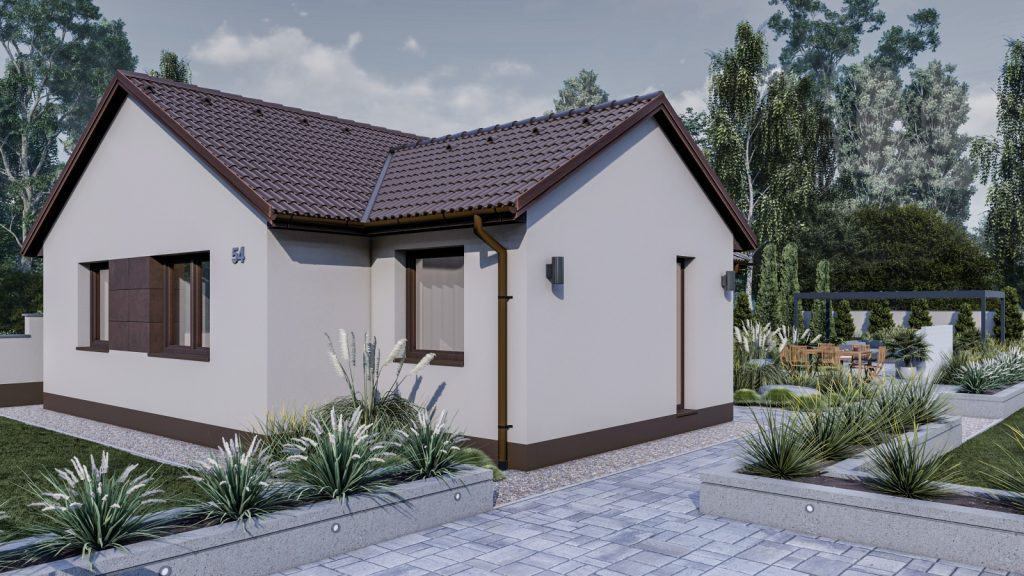 100 m2 ház (3 hálószoba + nappali) normál oromfalas