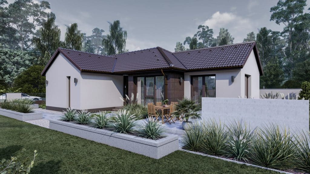 100 m2 ház (3 hálószoba + nappali) normál oromfalas