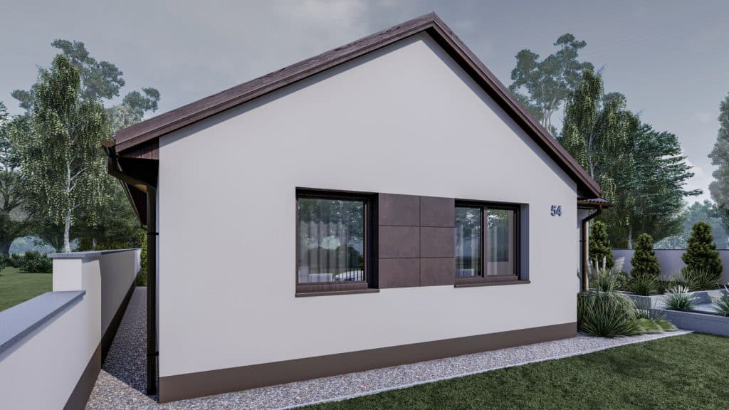 100 m2 ház (3 hálószoba + nappali) normál oromfalas