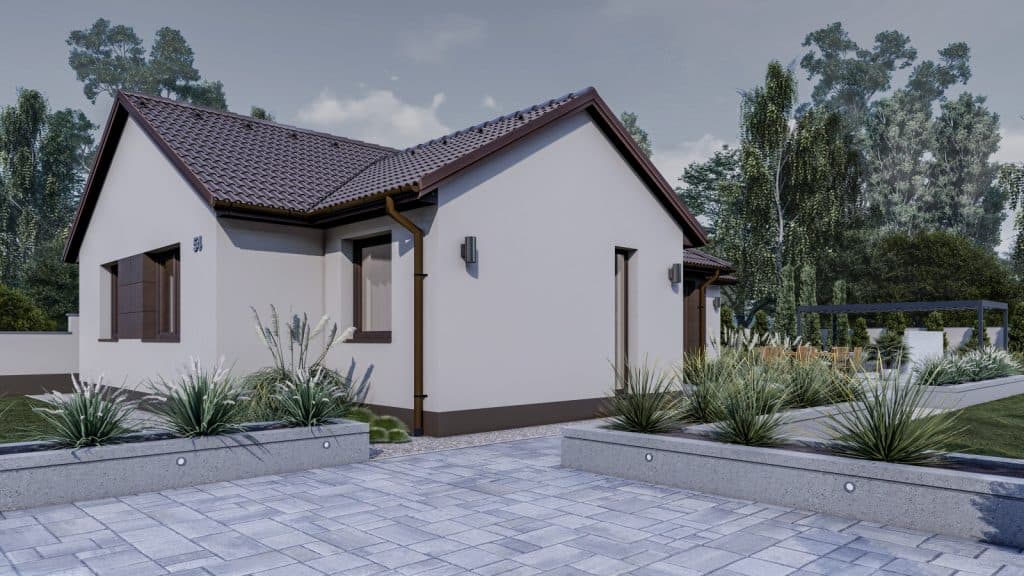 100 m2 ház (3 hálószoba + nappali) normál oromfalas