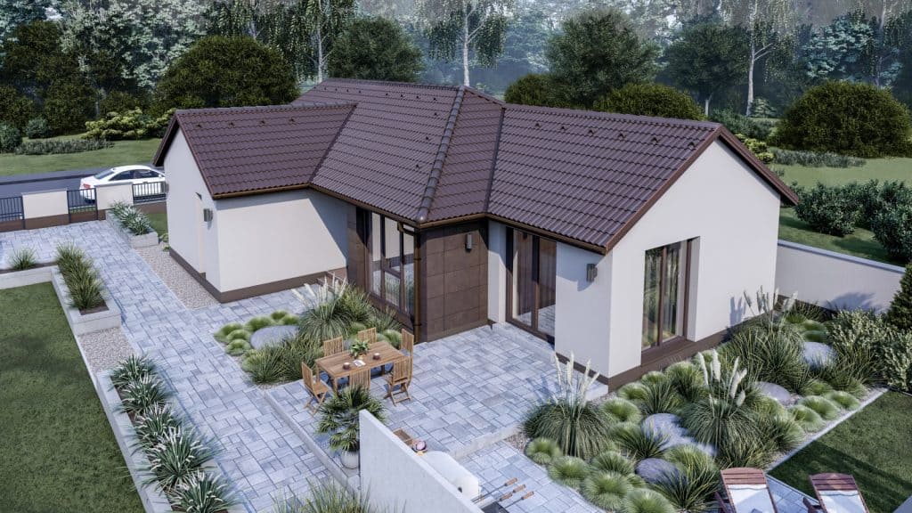 100 m2 ház (3 hálószoba + nappali) normál oromfalas