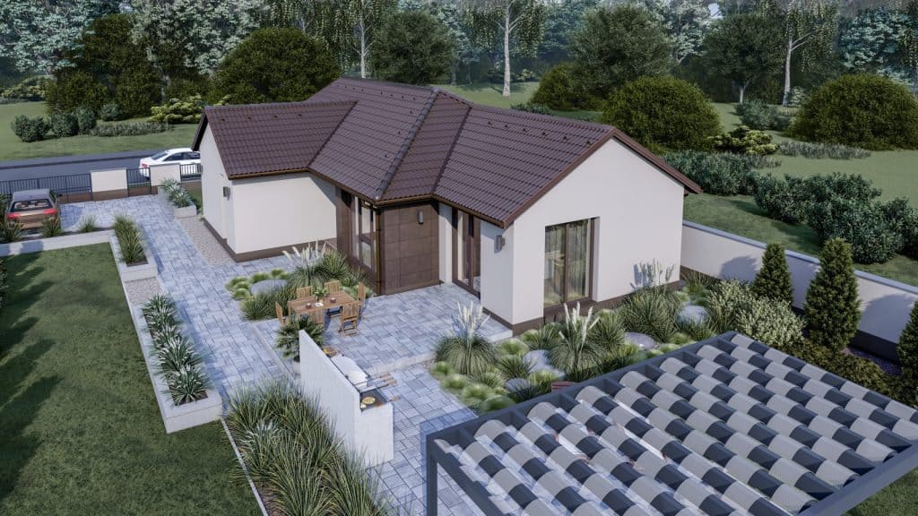 100 m2 ház (3 hálószoba + nappali) normál oromfalas